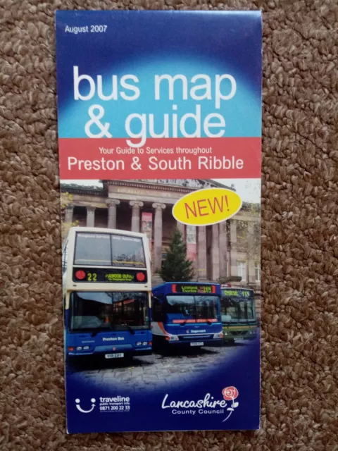 Lancashire Council Summer 2007 Preston & South  Ribble Bus Map And Travel Guide