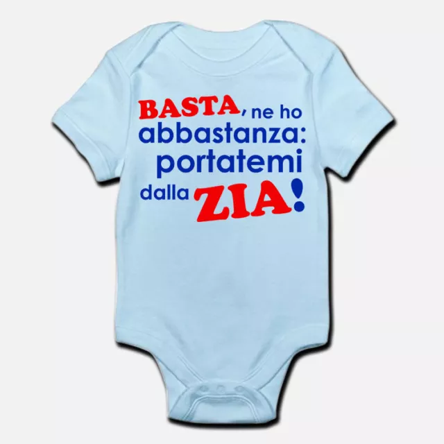 Body pagliaccetto neonato azzurro bimbo bebè Portatemi dalla zia!