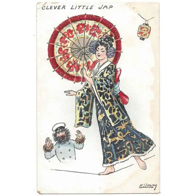 RUSSO JAPANESE WAR Clever Little Jap Satire Postcard by Ellam, Unused