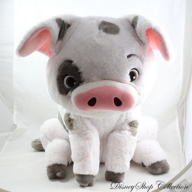 GRANDE PELUCHE COCHON Pua DISNEY STORE Vaiana gris blanc assis 45