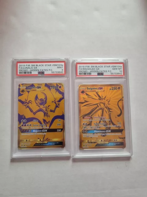 PSA 10 GOLD Solgaleo GX + Lunala GX Hidden Fates Promo SM103a SM104a $90.00  - PicClick