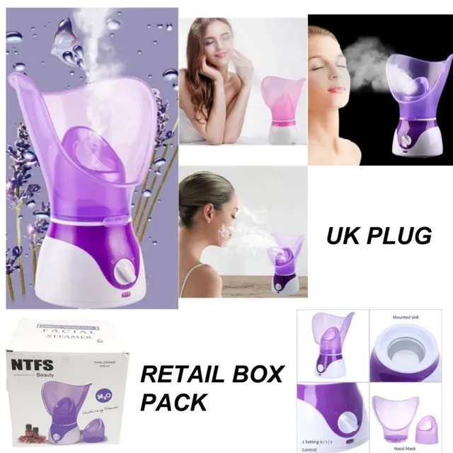 Purple Facial Steamer Spa Pores Steam Sprayer Sauna Skin Mist Clean Beauty Face