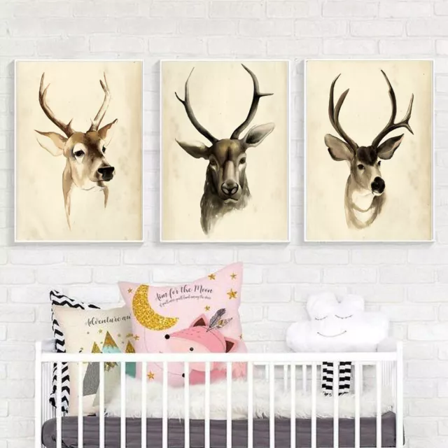 Black Deer Elk Head Canvas Animal Painting Poster Wall Art Pictures Home Decor