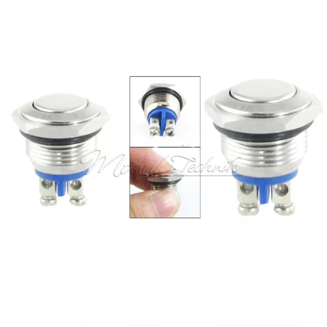 1/2/5/10PCS 16mm Start Button Momentary Stainless Steel Metal Push Button Switch