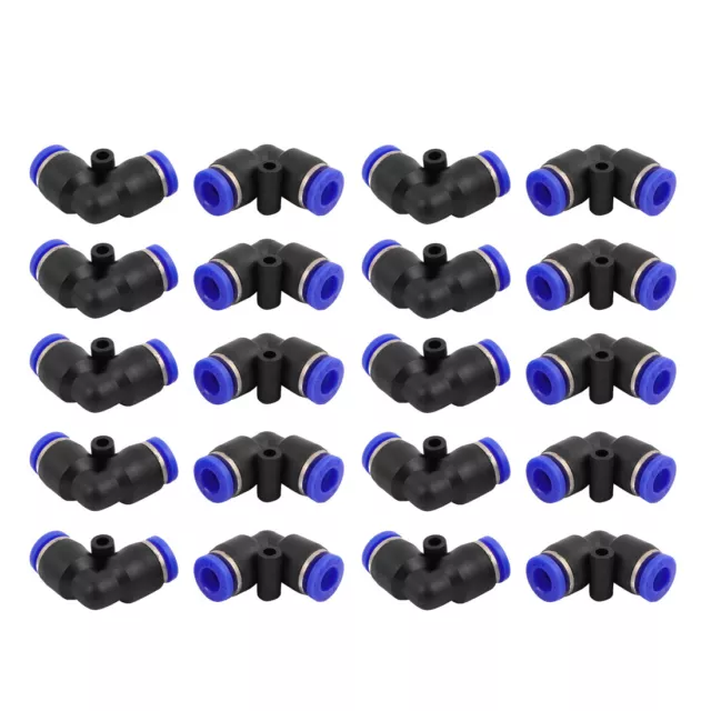 20Pcs 6mm Dia L Type Tube Hose Pneumatic Air Quick Fitting Push In Connector