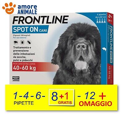Frontline Spot On Cane per Cani da 40-60 kg  1 / 4 / 6 / 8+1  / 12 pipette