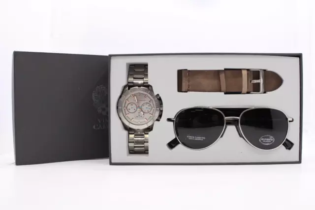 Vince Camuto VC/1147GYSVST Chronograph Stainless St. Wristwatch & Sunglasses Set