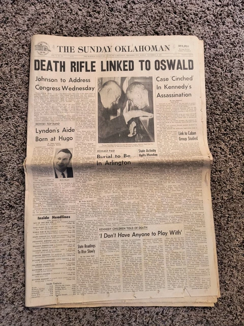 1963 JFK ASSASSINATION Newspaper Articles Oswald President Lyndon ...