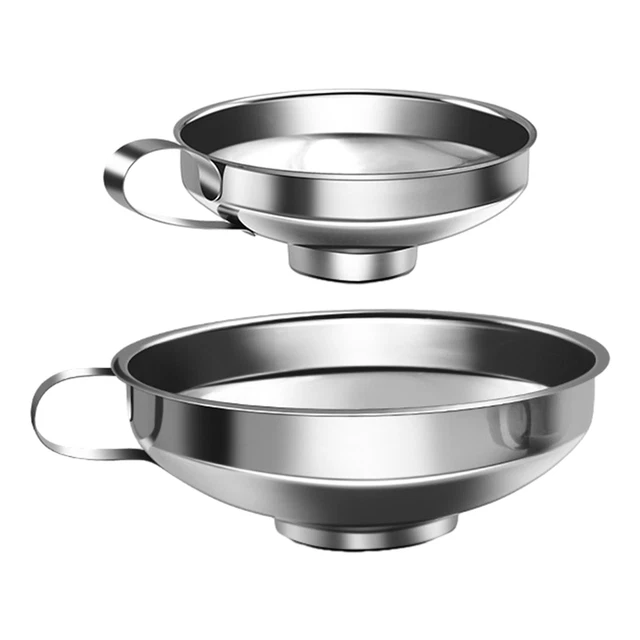 2pz Utensili da Cucina Imbuto Acciaio Inox Con Maniglia Ampia Apertura Lavabile