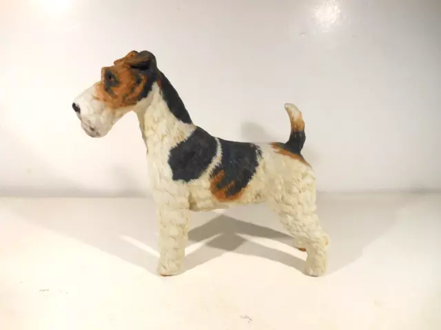 Vintage Large Porcelain Bisque Airedale Terrier Puppy Dog Figurine 7"L x 6"H