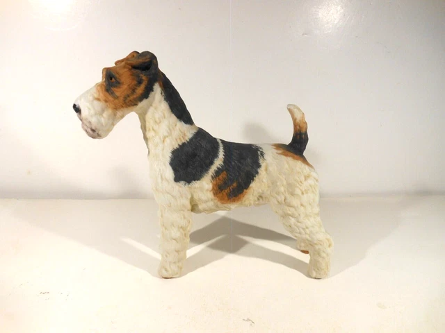 Vintage Large Porcelain Bisque Airedale Terrier Puppy Dog Figurine 7"L x 6"H