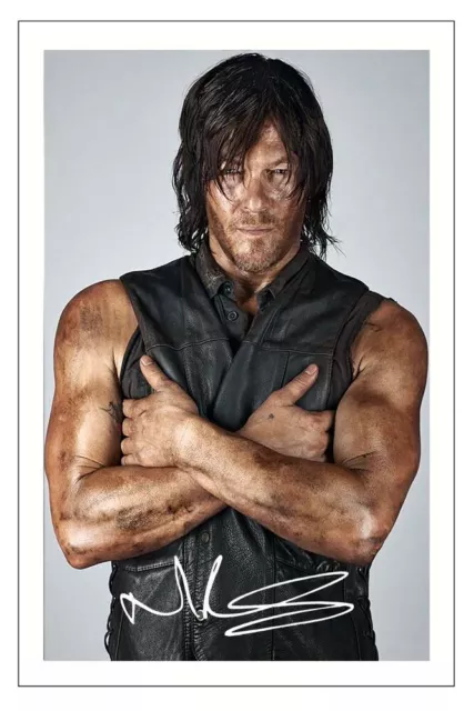 NORMAN REEDUS Signed Autograph PHOTO Fan Gift Print THE WALKING DEAD Daryl Dixon