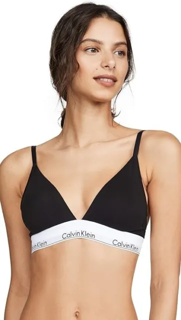 Calvin Klein Women Modern Cotton Unlined Triangle Crossback Bralette,  Black, XL