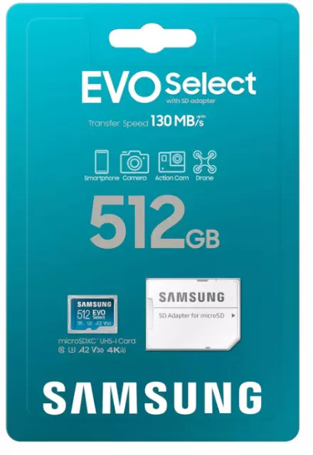 512 GB SAMSUNG EVO Select 130 MB/s + Adapter