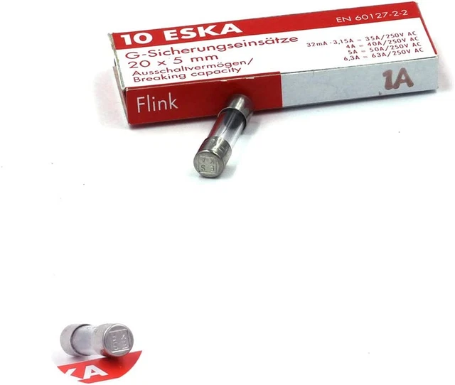 10X Fusible Rapide (F) En Verre 1A / 250VAC 5X20Mm