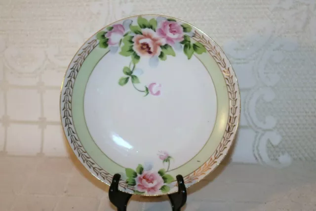 Nippon Japan Hand Painted Gold Trim Tulip Green Band Flowers 8" Salad Plate