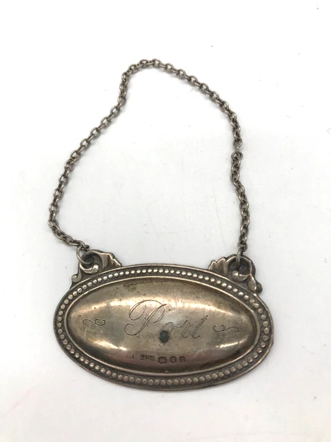 Etichetta Porto Vintage con Catena Argento Sterling London Post 1820/1832 (MG112R)