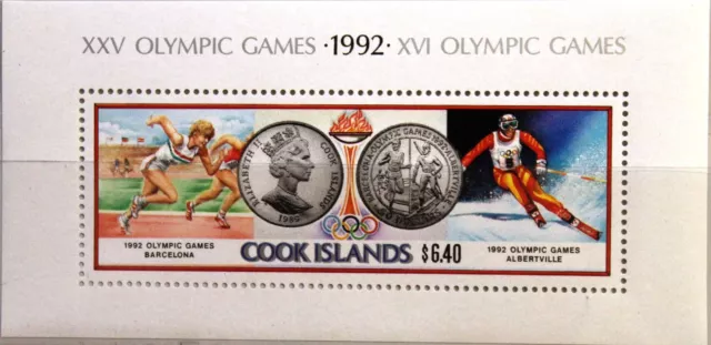 COOK ISLANDS 1991 Block 202 S/S 1047 Olympics 1992 Barcelona Albertville MNH