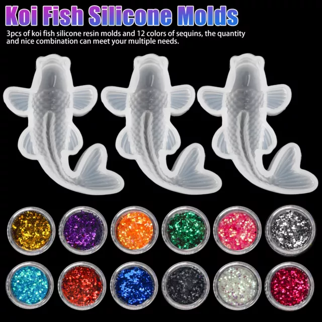 3stk DIY Silicone Resin Mold Silikonform Craft Koi Fish Making Casting Tool Set 2