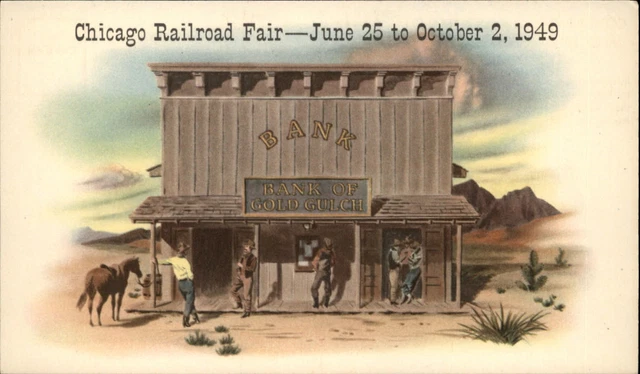 Chicago Illinois Continental Natl Bank Railroad Fair 1949 advertising postcard
