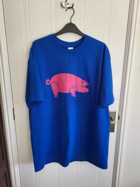 Gildan Blue Pink Floyd Pig Cotton T-shirt. Size XL Band Icon Logo. The Wall