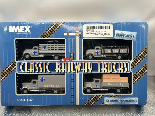 Imex Model Company ~ Ford & Peterbilt 4 Truck Set ~ ATSF Santa Fe 1:87 HO Scale