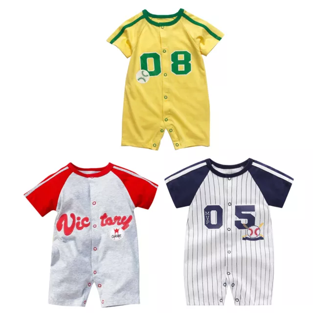 Newborn Baby Boys Bodysuit Summer Short Sleeve Jumpsuit Romper Clothes Outfits