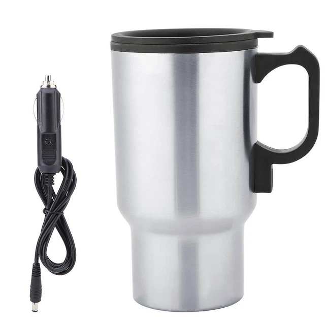 12V 450mL Stainless Steel Travel Mug Electric Car Heating Coffee Milk Cup Hot