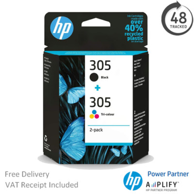 HP 305 2-pack Black/Tri-colour Original Ink Cartridges 6ZD17AE for DeskJet 2710