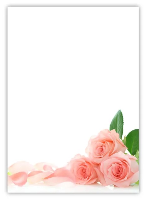 25 Blatt Motivpapier-5024 DIN A4 rosa Rosen pink Blumen Rosenblüten Briefpapier