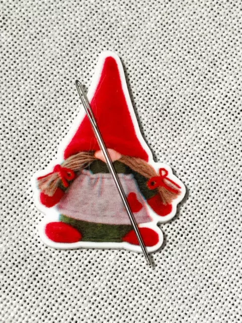 Red girl gnome needle minder Needle Keeper, Corner Cover fridge magnet