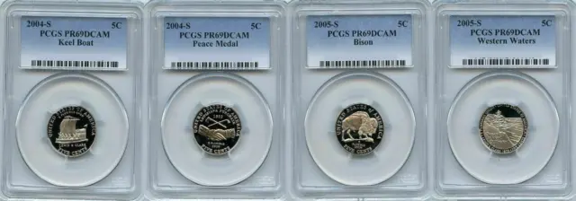 2004 to 2005 Jefferson Nickel Set - PCGS PR69DCAM   - 4 coins set