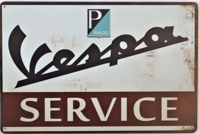 Vespa Service Motorcycle Metal Garage Sign Wall Plaque Vintage mancave A4