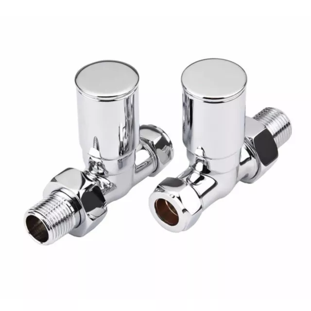 Straight Radiator Valves Chrome Bathroom Heated Designer Towel Rail 15 mm