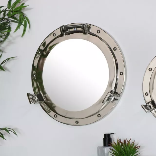 Nautical Porthole Mirror in Silver round wall decor quirky industrial gift