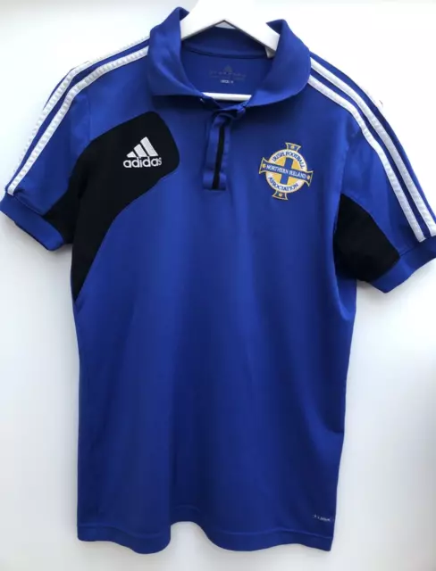 NORTHERN IRELAND FOOTBALL Shirt Adidas Blue Training Polo Mens