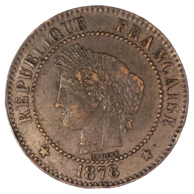Frankreich 2 centimes Cérès 1878 Klein K Xf+ Bronze Münze Französische Km #827