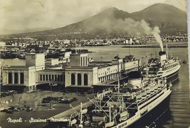 Old Cartolina Postcard Italia  Stazione marittima di Napaoli 1969 Viaggiata Rara