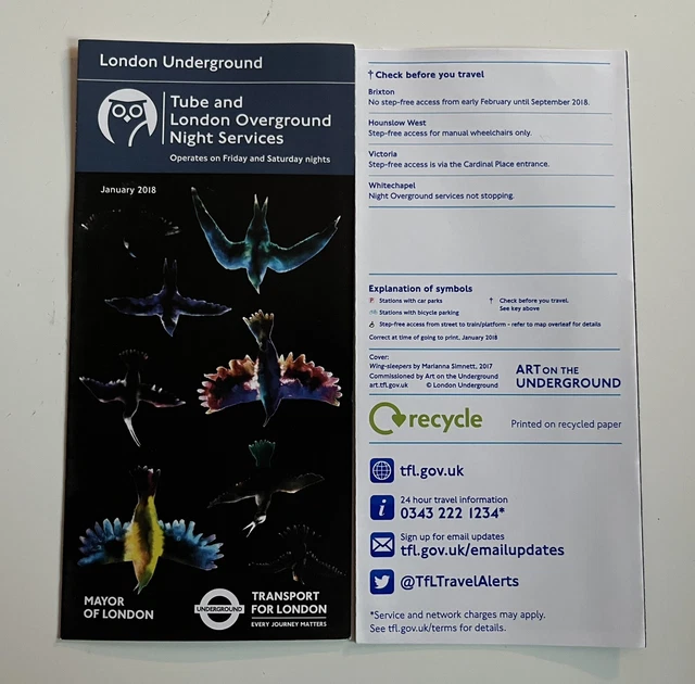 Viewtube Map LONDON UNDERGROUND TUBE MAP January 2018 Night Tube £1.00 - PicClick UK
