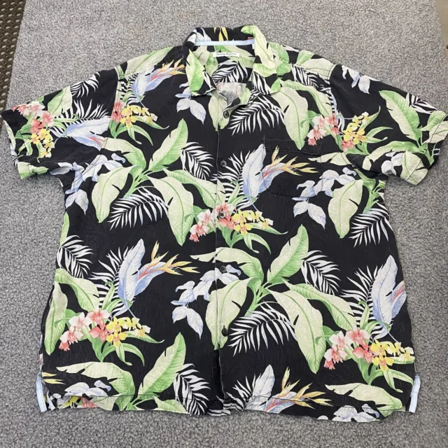 Tommy Bahama Camp Shirt Mens XXL 100% Silk Short Sleeve Button Hawaiian Floral