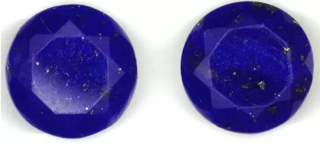 Pair Natural Lapis Lazuli Round Faceted  AAA+ Loose Gems