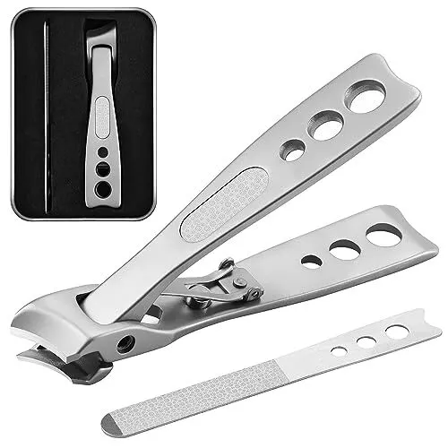 Ingrown & Thick Nail Clipper with Slant Curved BladeBuilt-in Nail File and St...
