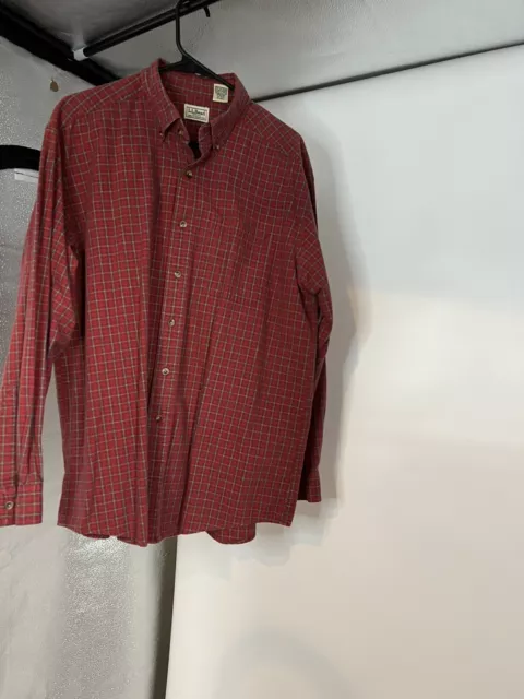 LL Bean Shirt Mens Large Tartan Plaid  Outdoors Button Down Cabin Core Hiking