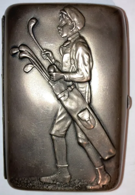 Antique Victorian Unger Brothers Early Golf Caddy Sterling Silver Cigarette Case