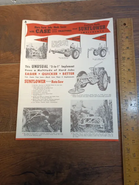1950s Case eagle hitch tractors. sunflower implements. Dealer Price incert (H4)