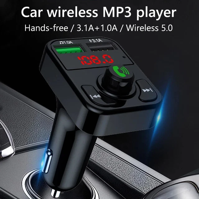 T10 Car Wireless MP3 FM Transmitter Handsfree Bluetooth Player - Free