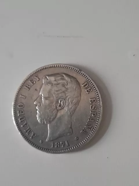 Moneda Amadeo  de Saboya  1871* 75 plata perfecto estado