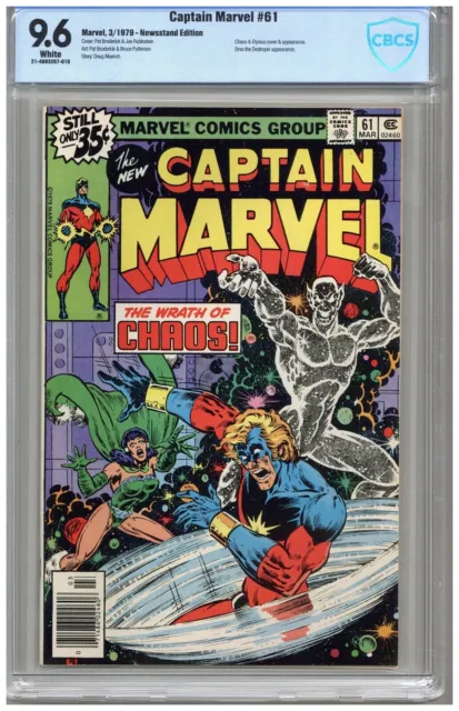 Captain Marvel  # 61   CBCS   9.6   NM+   White pgs   3/79  Chaos & Elysius cove