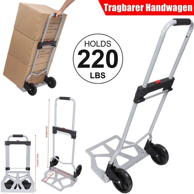 Carrello in alluminio pieghevole 100 kg carrello da trasporto carrello impilabile carrello manuale pieghevole NUOVO