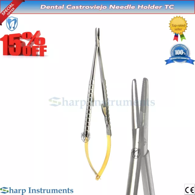 x3 Dental Castroviejo Micro Scissor Needle Holder Straight TC Forcep Eye Kit New 2